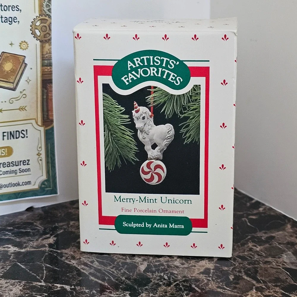 1988 Hallmark Keepsake Ornament Artists Favorites Merry-Mint Unicorn Porcelain